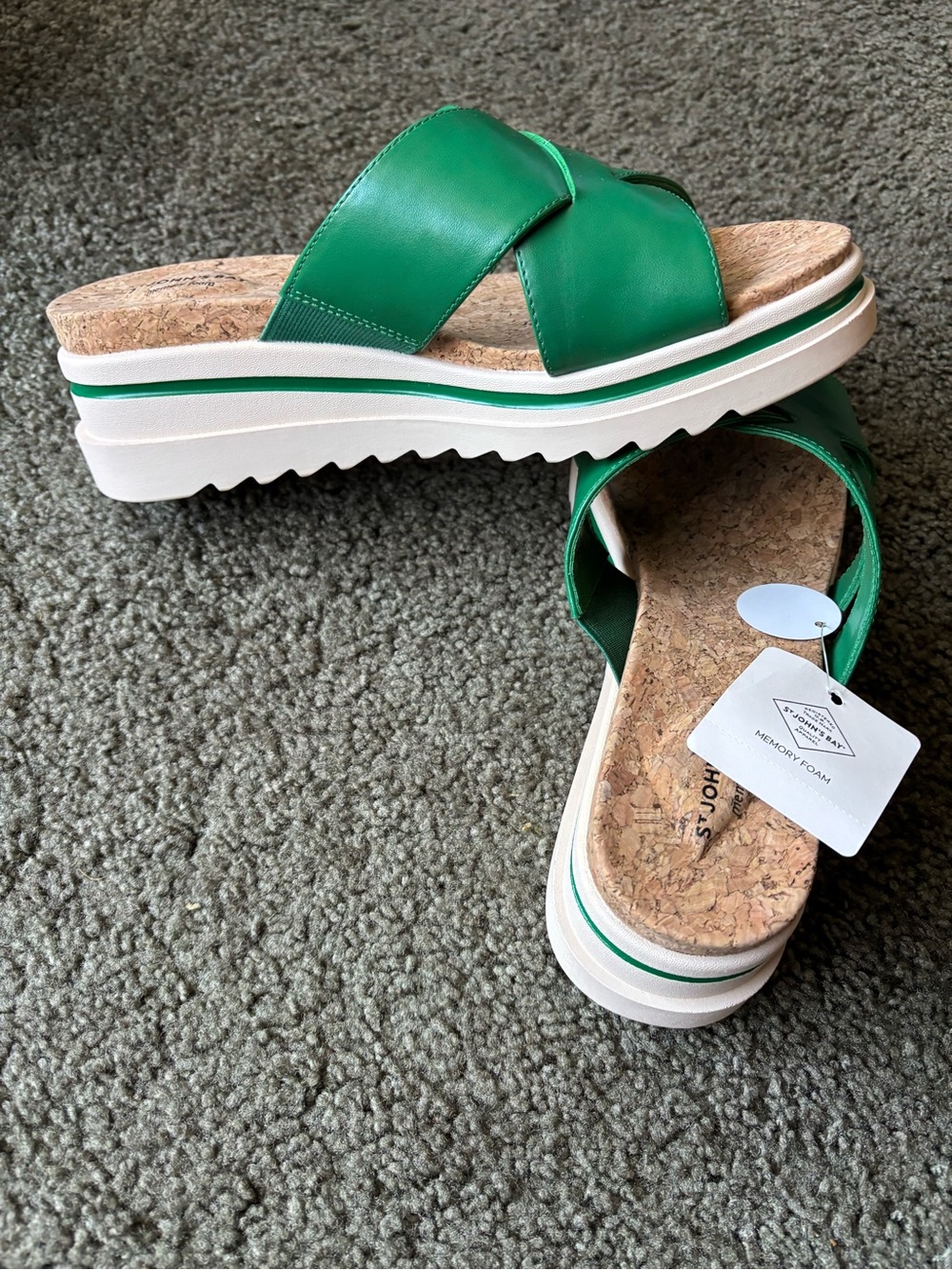 Stunning Green Cross-Strap Sandals – Comfortable & Elegant – New With Tags ($40) - Picture 5 of 7